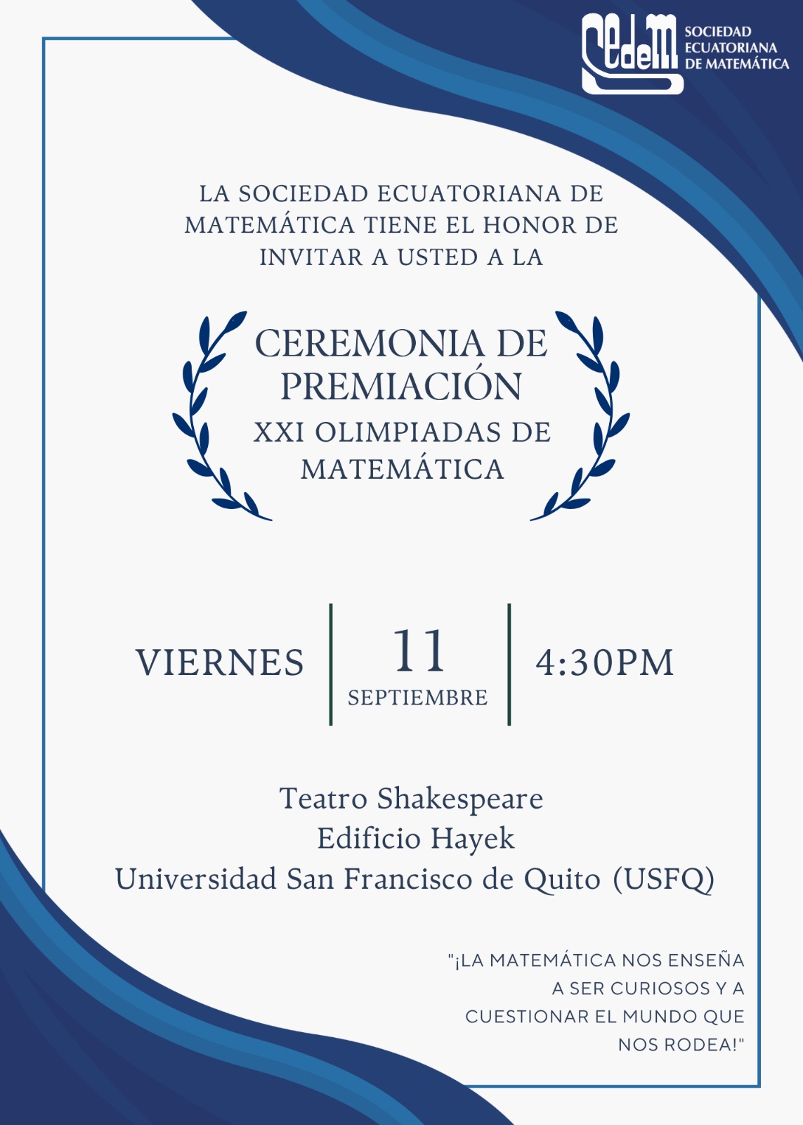 Invitación a la ceremonia de premiación